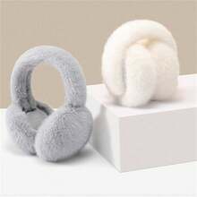 女性冬季耳套保暖器,可愛的毛絨耳套適用於戶外騎行保持耳部溫暖 - 淺灰色 - 查看 6