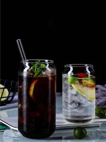Ins Style Cup Creative Household Glass Drinkware Resistant To High Temperature, Suitable For Can Juice, Milk Tea, Etc. - Clear - View 2