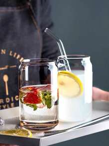 Ins Style Cup Creative Household Glass Drinkware Resistant To High Temperature, Suitable For Can Juice, Milk Tea, Etc. - Clear - View 5