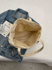 Large Capacity Tote Bag With Letter Print Decoration - White - View 5