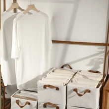 1套米色抽屜整理箱,可摺疊的內衣抽屜整理和衣櫃隔板,衣服、襪子、內衣收納盒 - 米色 - 查看 8