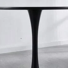 42.1"BLACK Table Mid-century Dining Table for 4-6 people With Round Mdf Table Top, Pedestal Dining Table, End Table Leisure Coffee Table - 黑色 - 查看 3
