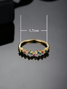 1 件 S925 純銀手工製作彩色立方氧化鋯當代設計生日派對女士戒指 - 金黃色 - 查看 6