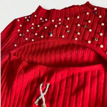 Blusa manga larga con pedreria - Rojo - Ver 2