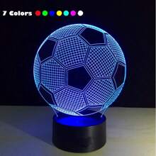 1pc World Cup Soccer Bedside Lamp Acrylic Led Table Lamp With 16 Colors + Crack Base Or 7 Colors + Black Base Or Warm White Mini Night Lamp, Creative Gift For Christmas/halloween Festival - Black - View 2