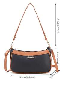 輕巧的斜揹包商務休閒2鏈裝飾hobo包,帶有彈珠包吊飾,適用於青少年女孩、女性大學生、新人和白領人士,非常適合辦公室、學校、工作、商務、通勤、戶外、旅行和外出使用 - 黑色 - 查看 8