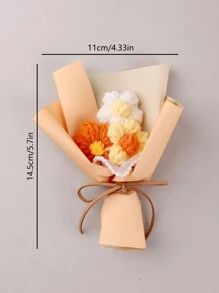 1 件手工紗線鮮花花束 Diy 鉤針編織彩色花卉藝術品節日禮物 - 香檳色 - 查看 6