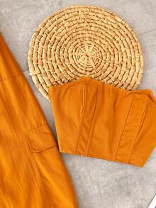 Women Two-piece Outfits - Rust Brown - View 2