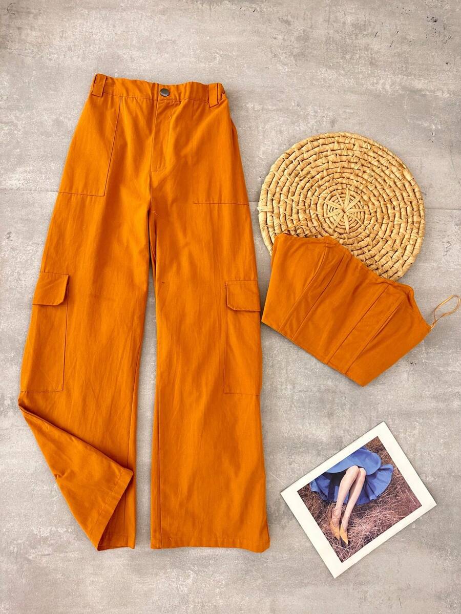 Women Two-piece Outfits - Rust Brown - View 1