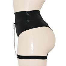 Mini Short De Lycra Pole Dance Con Cadenas Baile Twerk Sandy - Negro - Ver 5