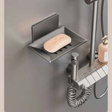 1入不銹鋼肥皂盤,自黏貼扣條肥皂架,適用於沖洗肥皂的自排水皂盤,浴室、廚房,無需鑽孔,保持肥皂條乾燥潔淨