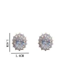 1pair Extra Sparkly Big Cubic Zirconia Dove Egg Stud Earrings For Women