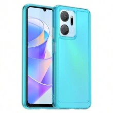 New Mobile Phone Case For Honor X7A/X6A/X6S/X6 Case Candy Color Looks Great TPU Soft Rubber Shell Phone Case - Thickened Protective Texture, Button Sensitive, Comfortable In Hand - Transparent blue - View 1