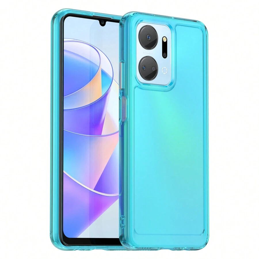 New Mobile Phone Case For Honor X7A/X6A/X6S/X6 Case Candy Color Looks Great TPU Soft Rubber Shell Phone Case - Thickened Protective Texture, Button Sensitive, Comfortable In Hand - Transparent blue - View 1