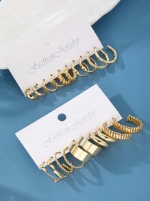 20pcs Women's Metal Earring Set - Yellow Gold - View 4