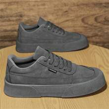 Spring And Autumn Thick Sole Round Toe Breathable Student Board Shoes Lace-Up Casual Sneakers Skate Shoes Non-Slip Work Shoes For Men