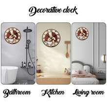 復古木製掛鐘,意大利廚師圖案,靜音電池供電圓形裝飾掛鐘,適用於房間廚房餐廳食物節日裝飾,可以送禮給廚師,10吋12吋14吋16吋(無電池)