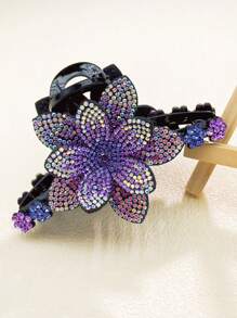 1 件女士优雅水钻花朵装饰发夹，适合所有季节、休闲和派对场合