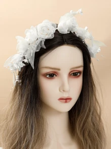 1pc Exquisite & Dreamy Bridal Headpiece, Suitable For Wedding Party, Birthday Party And Engagement Party - White - View 1