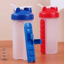 2合1 600毫升7隔間藥盒水杯運動塑料水瓶合併每日藥盒組織器飲料瓶 - 玫紅色 - 查看 5