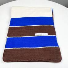 1 件男女通用針織拼色圍巾,溫暖柔軟的冬季護頸,適合情人節或聖誕禮物 - 藍色 - 查看 3