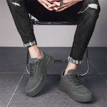 Spring And Autumn Thick Sole Round Toe Breathable Student Board Shoes Lace-Up Casual Sneakers Skate Shoes Non-Slip Work Shoes For Men