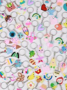 25入隨機風格、隨機顏色的卡通動物/水果/植物造型鑰匙扣 - 彩色 - 查看 7