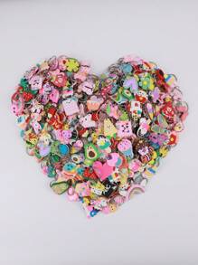 25入隨機風格、隨機顏色的卡通動物/水果/植物造型鑰匙扣 - 彩色 - 查看 2