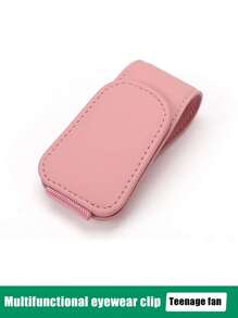 1pc Ultrafine Fiber Car Sunglasses Clip, Sun Visor Clip Multi-Functional Glasses & Ticket Holder For Car - Pink - View 3