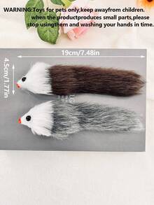 貓狗玩具毛絨模擬長毛老鼠,逗趣貓玩具帶逼真聲音小老鼠玩具貓自慰寵物玩具,僅限寵物使用 - 深灰色 - 查看 2