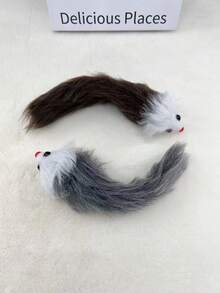 貓狗玩具毛絨模擬長毛老鼠,逗趣貓玩具帶逼真聲音小老鼠玩具貓自慰寵物玩具,僅限寵物使用 - 深灰色 - 查看 7