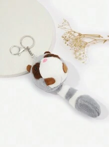 1 件可爱毛绒娃娃 Qiti 熊钥匙扣，浣熊吊坠，适合情侣钥匙扣，礼物