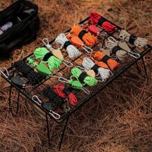 1pc Orange Outdoor Tent Guyline With Pulley Adjuster, Reflective Cord, Thick Tent Rope With Metal Lift Pulley, 6mm - Orange - View 1