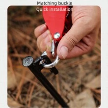 1pc Orange Outdoor Tent Guyline With Pulley Adjuster, Reflective Cord, Thick Tent Rope With Metal Lift Pulley, 6mm - Orange - View 7