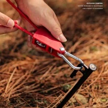 1pc Orange Outdoor Tent Guyline With Pulley Adjuster, Reflective Cord, Thick Tent Rope With Metal Lift Pulley, 6mm - Orange - View 6