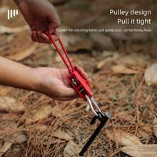 1pc Orange Outdoor Tent Guyline With Pulley Adjuster, Reflective Cord, Thick Tent Rope With Metal Lift Pulley, 6mm - Orange - View 4