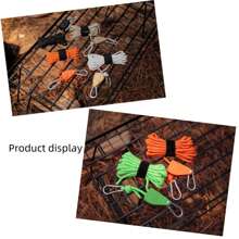 1pc Orange Outdoor Tent Guyline With Pulley Adjuster, Reflective Cord, Thick Tent Rope With Metal Lift Pulley, 6mm - Orange - View 8
