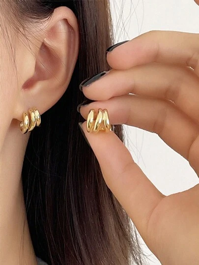 1 paire, boucles d'oreilles à trois couches circulaires premium pour femmes - cadeau parfait pour les fêtes, les anniversaires et les occasions spéciales décontractées. Accessoires pour la Saint-Valentin