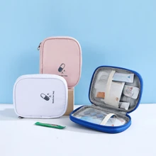 便携式旅行药品收纳袋，适用于急救箱、家庭药物整理袋、迷你便携包，适用于旅行收纳袋、化妆包、化妆包、度假收纳袋、大容量化妆品收纳袋、化妆盒，适用于口红、刷子、护肤品、手机、硬币、小物品，适用于家庭、礼物、度假和节日万圣节圣诞节多功能用途 - 寶藍色 - 查看 2