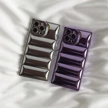 Plating Down Jacket Phone Case Compatible With IPhone 15 Pro Max 14 13  12 11 Pro Max Plus Reflective Camrera Protection Bumper Puffer Cover - Purple - View 11