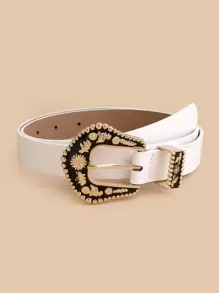 西式女式搭扣腰帶,時尚百搭的裝飾配件 - 白色 - 查看 2