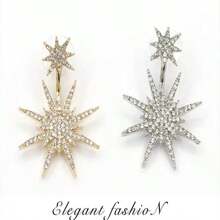 1pc Fashionable New Rhinestone Snowflake Ear Stud Pendant Protector Accessory, Six-Pointed Star Single Accessory, Suitable As Holiday Or Birthday Gift