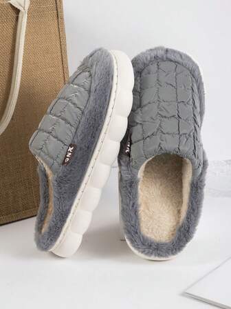Men's Waterproof Stylish Slippers, Autumn And Winter Home Indoor Couples Plush Shoes, Anti-slip Home Slippers
