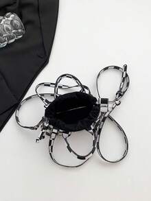 1入黑白方格紋pu智慧型手機殼,口紅收納袋配有長肩帶,適用於女性拍照外出購物,ins風格,女性小手提包 - 黑與白 - 查看 12