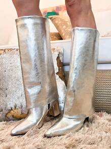 LONG BOOT WITH DOUBLE METALLIC LAYER - Silver - View 5