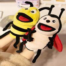 1只昆蟲系列手偶,包括蜜蜂、螞蟻、瓢蟲、毛毛蟲、蝴蝶、蜻蜓、玩具填充動物布偶,生日禮物,聖誕新年禮物 - 米色 - 查看 6