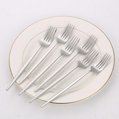6pcs/Set Stainless Steel Silver-Color Dinner Forks School Supplies,Christmas Gift