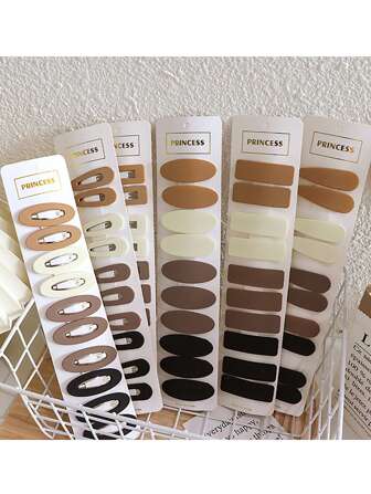 10 件随机混合款式发夹，韩国发饰，米色和棕色基本几何设计，适合所有场合休闲爪夹发夹发夹