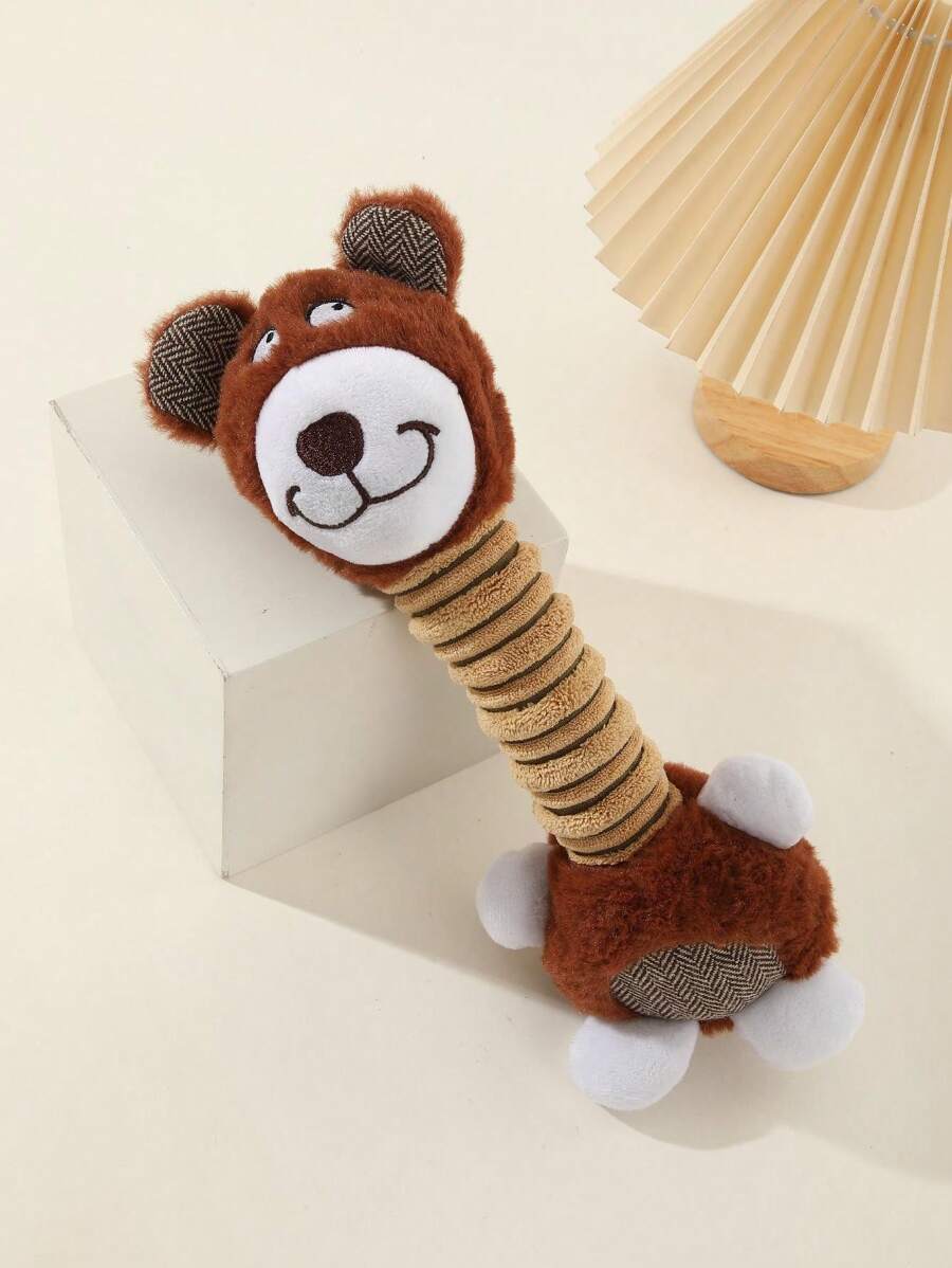 1隻棕色毛絨熊玩具,發聲且耐咬,適用於貓和狗,室內外家庭使用 - 彩色 - 查看 1