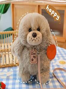 1pc Poodle Plush Toy With Leash, Cute Stuffed Animal, Brown - Brown - View 3